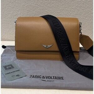 ZADIG & VOLTAIRE Lolita Wings Grained Leather Crossbody Bag Brown NWT $448